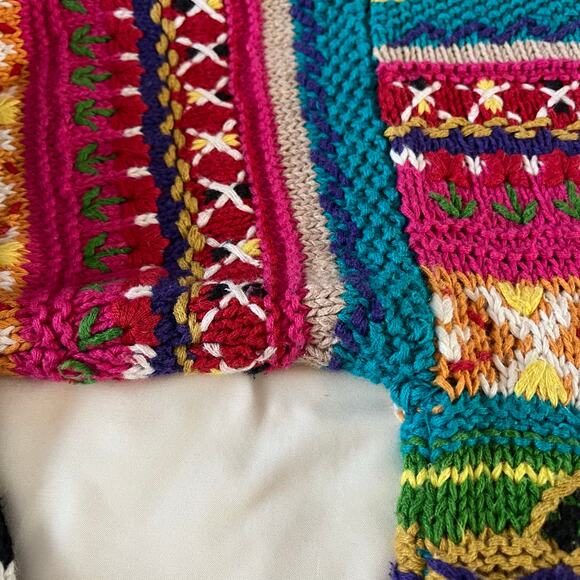 Vtg Y2K 2000s Colorful Floral Hand Knit Pullover Sweater Wmns M Nordic - Picture 4 of 8